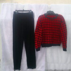 Bundle sunglasse&3D-knit stylish French-style crop sweater&silky-soft-lace pants